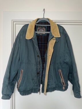 Pacific Trail Men's Teal Field Jacket with Tan Corduroy Collar